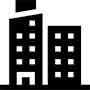 Silhouette of two office buildings icon