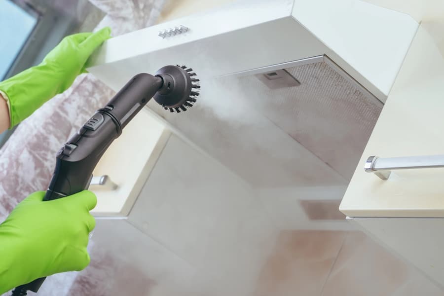 Odor Remediation or Elimination in Lakewood image 002 Steam cleaning kitchen exhaust hood