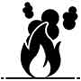 Black flame icon with smoke rising above